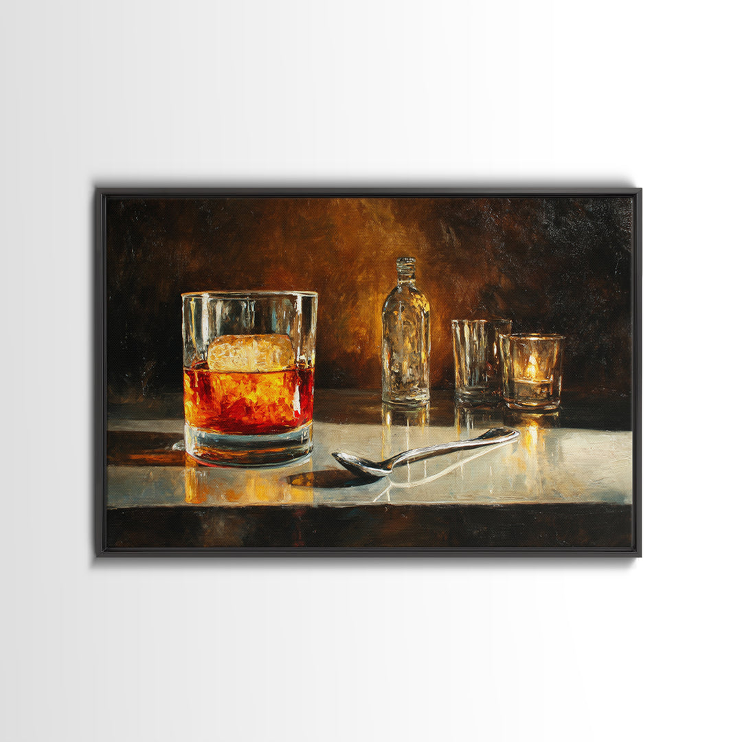 Orange Bitters and Bar Spoon Still Life Canvas Print, Bar Art, Bar Signs, Bar Decor, Fine Art, Modern Decor, BAR-3x2-1