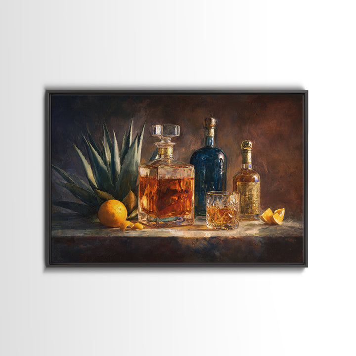 Tequila Agave Plant Study Framed Canvas Print, Bar Art, Bar Cart Decor, Bar Decor, Fine Art, Minimalist Decor, BAR-3x2-40