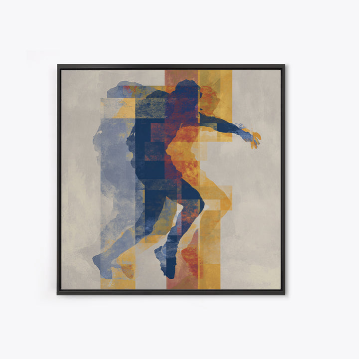 Large Monochrome Sports Action Figure Silhouette Framed Canvas Print, Basement Art, Bar Decor, Living Room Decor, Retreat, BAS-1x1-16