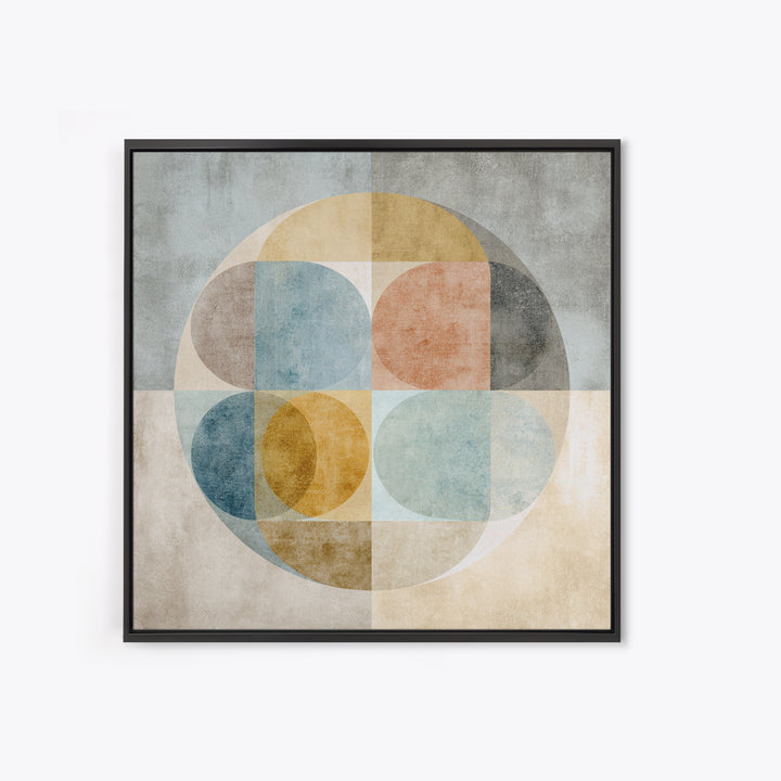 Dartboard Circular Color Composition Framed Canvas Print, Basement Art, Cocktail Prints, Living Room Decor, Abstract Art, BAS-1x1-42