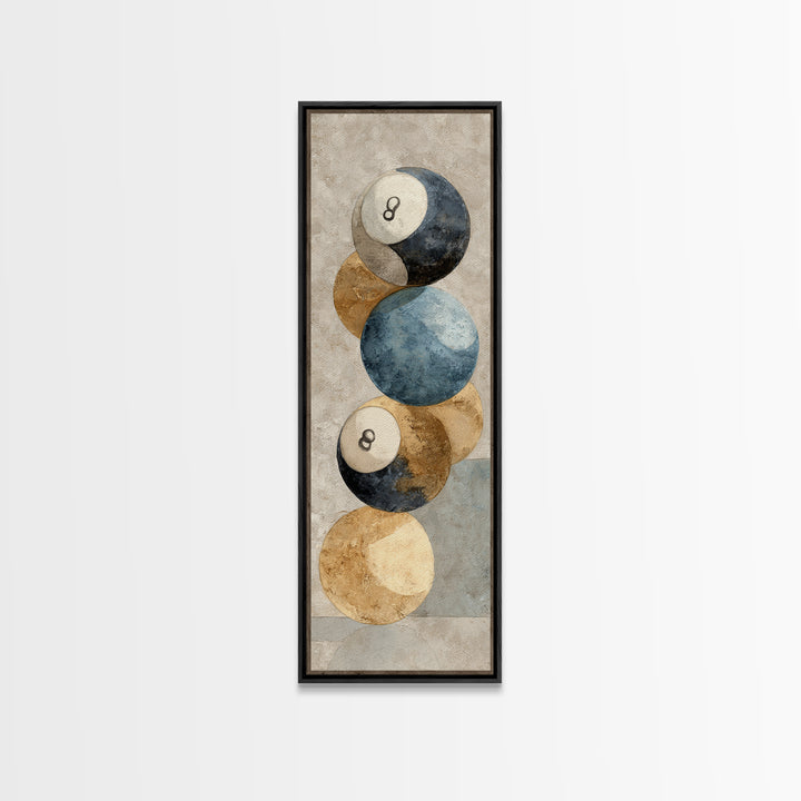 Bold Billiards Eight Ball Composition Canvas Print, Basement Art, Canvas, Living Room Decor, Fine Art, Retreat, Bar Art, BAS-1x3-40