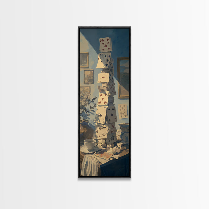 Poker Cards and Dice Canvas Print, Basement Art, Western Decor, Living Room Decor, Fine Art, Retreat, Rustic Wall Art, BAS-1x3-68