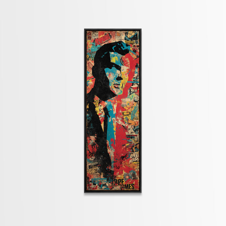 Comic Book Hero Silhouette Framed Canvas Print, Basement Art, Aesthetic Wall Art, Living Room Decor, Fine Art, Retreat, BAS-1x3-71