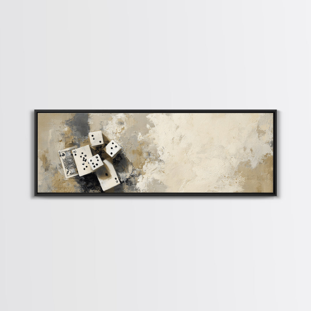Poker Cards and Dice Canvas Print, Basement Art, Art Print, Living Room Decor, Retreat, Digital Wall Art, Classroom Decor, BAS-3x1-48