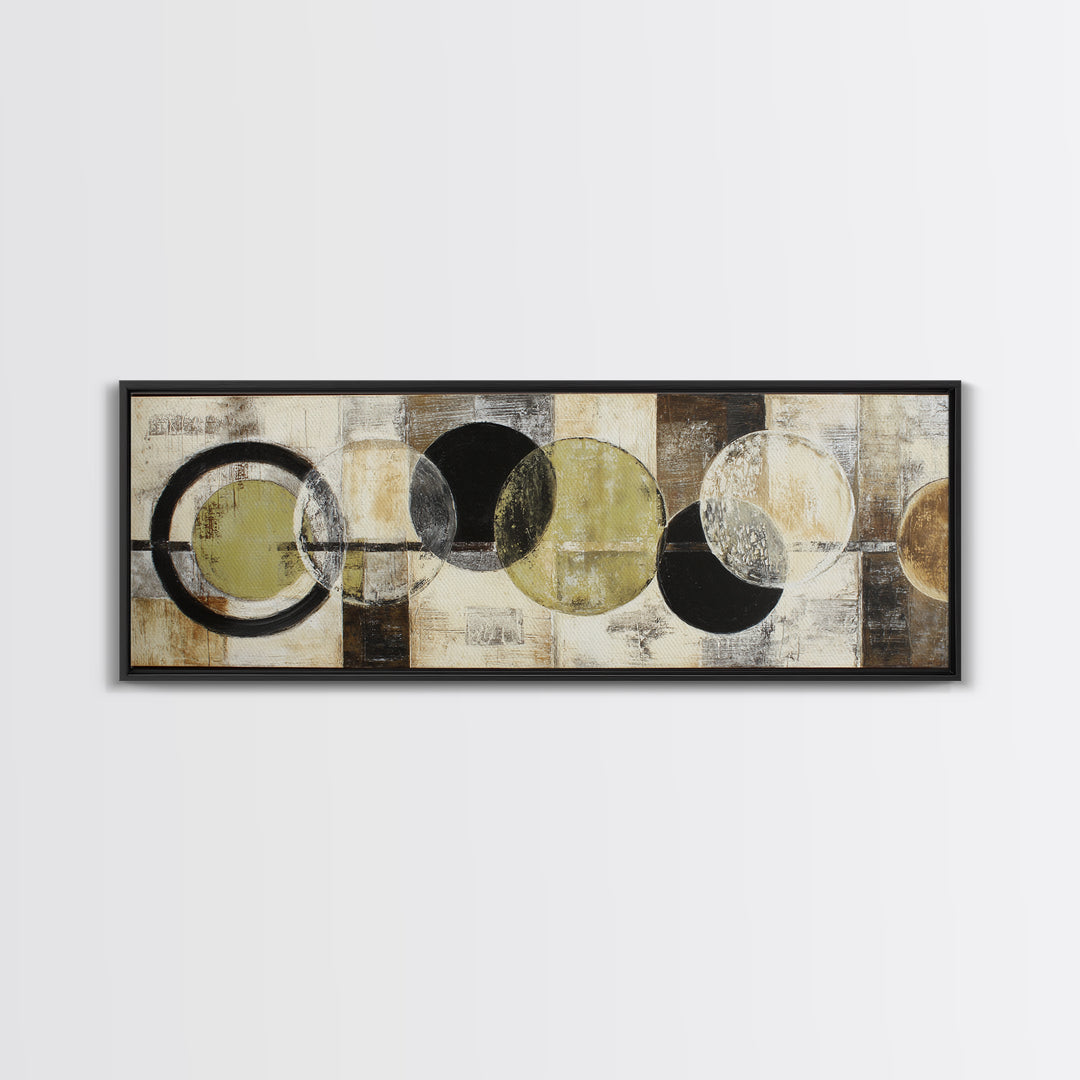 Vinyl Record and Headphones on Worn Wood Framed Canvas Print, Basement Art, Rustic Decor, Living Room Decor, Fine Art, Retreat, BAS-3x1-73
