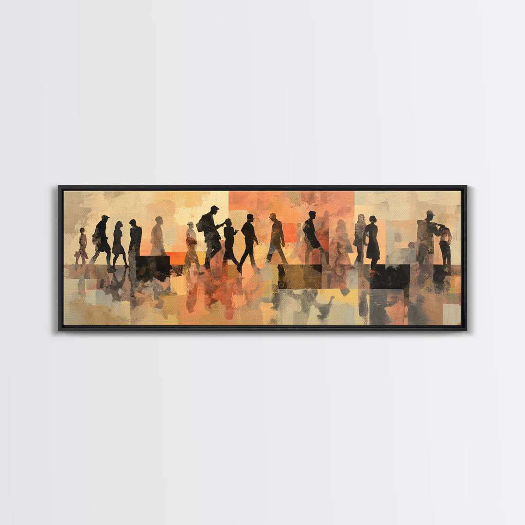 Large Monochrome Sports Action Figure Silhouette Canvas Print, Basement Art, Rustic Wall Art, Living Room Decor, Oil Painting, BAS-3x1-8