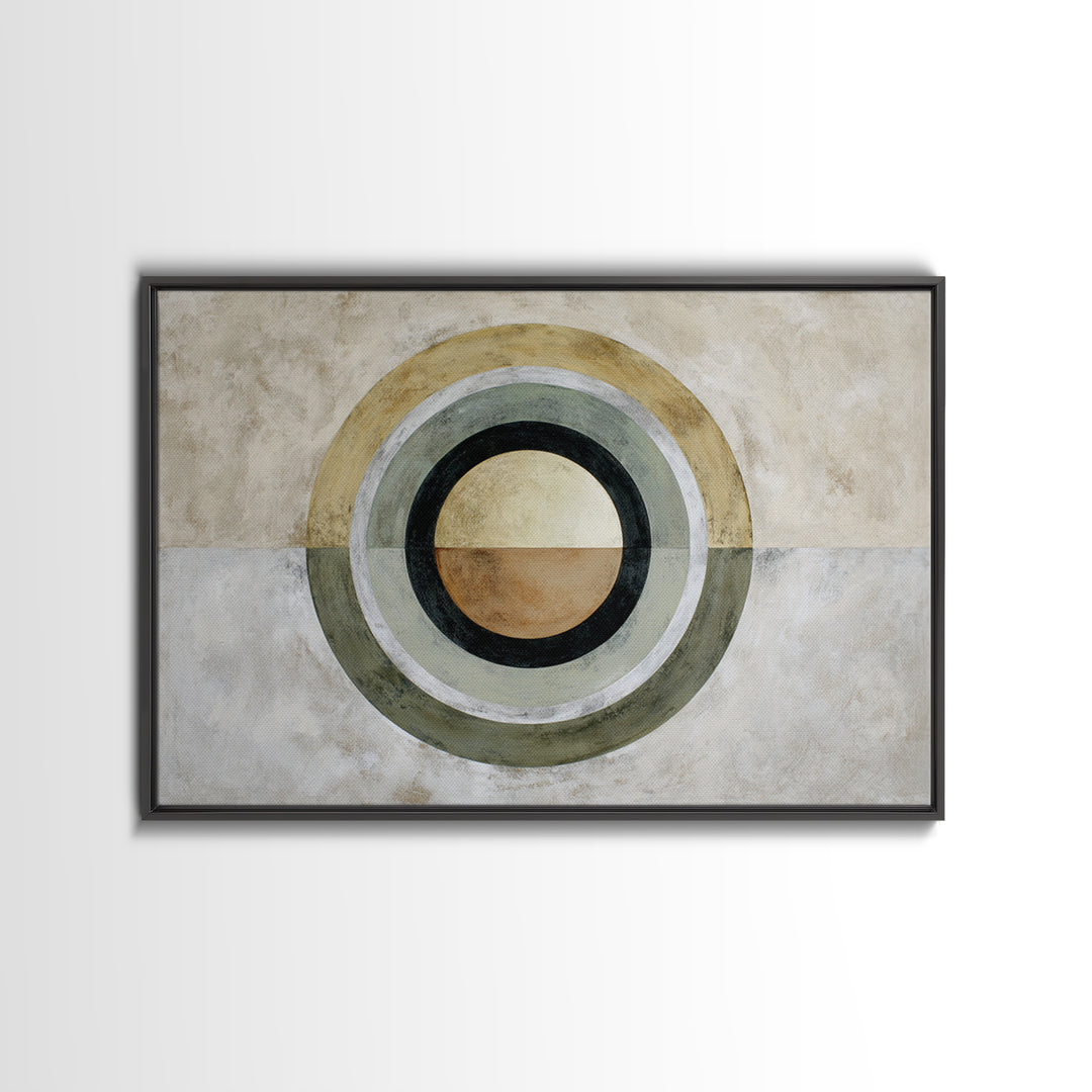 Dartboard Circular Color Composition Framed Canvas Print, Basement Art, Custom Wall Art, Living Room Decor, Fine Art, Retreat, BAS-3x2-70