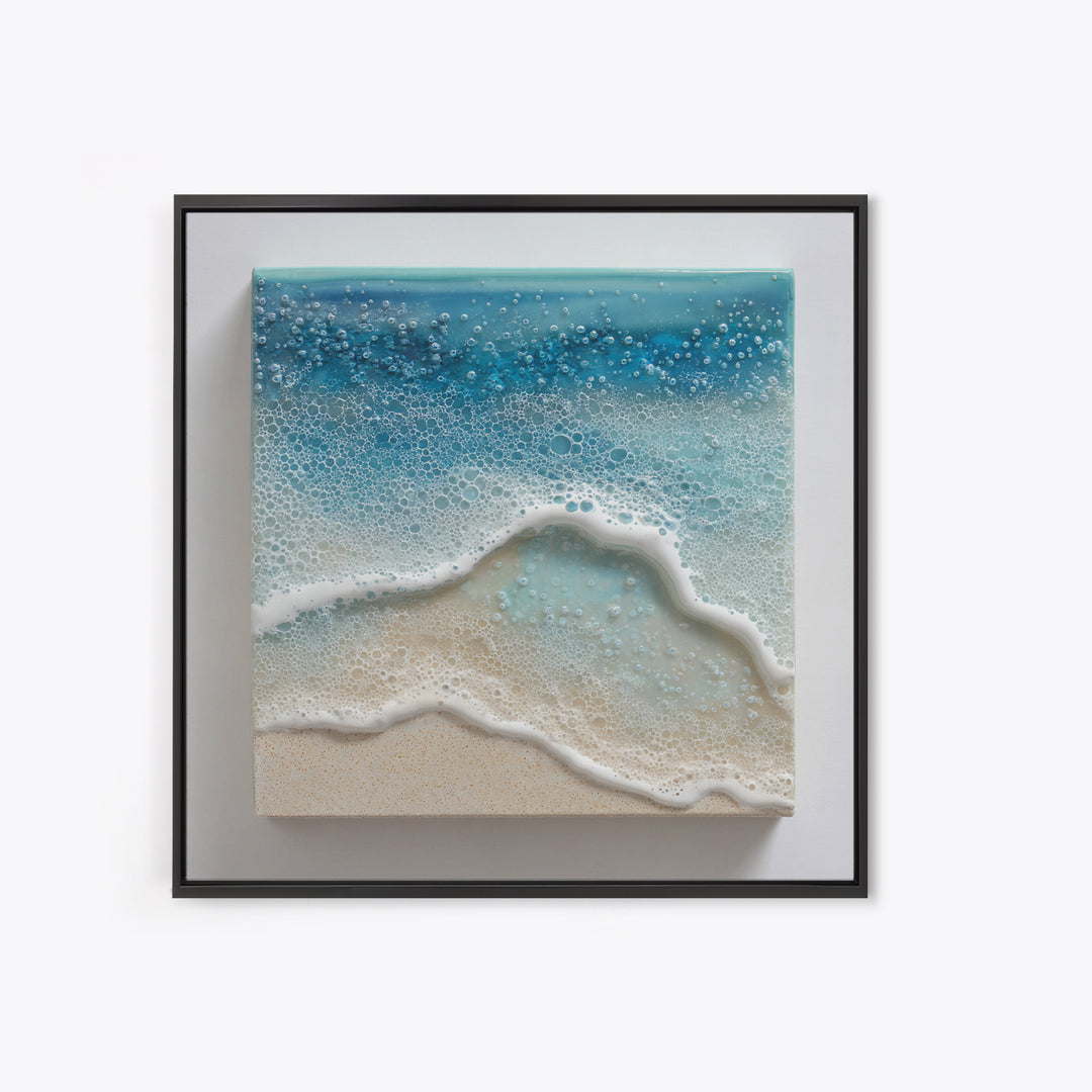 Calming Blue Ocean Wave Study Framed Canvas Print, Bathroom Art, Retro Wall Art, Bathroom Decor, Fine Art, Spa, Modern Decor, BAT-1x1-1