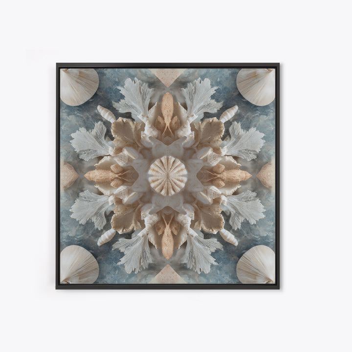 Coral and Shell Arrangement Framed Canvas Print, Bathroom Art, Bathroom Decor, Fine Art, Spa, Bathroom Accessories, Modern Art, BAT-1x1-11