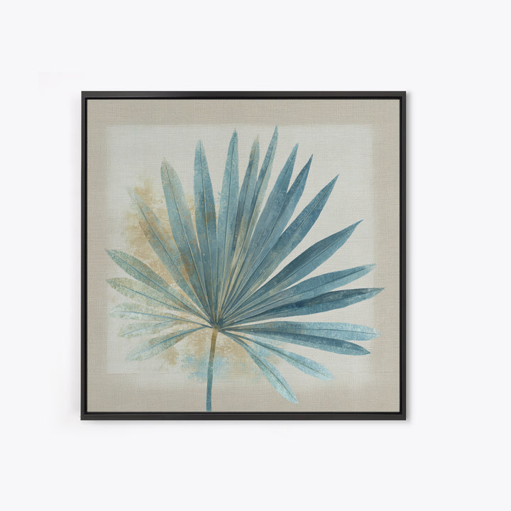 Simple Palm Frond on Off White Linen Canvas Print, Bathroom Art, Bathroom Decor, Abstract Art, Spa, Modern Wall Art, BAT-1x1-23