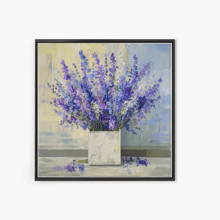 Lavender Sprigs in a Ceramic Vase Canvas Print, Bathroom Art, Bathroom Wall Art, Bathroom Decor, Watercolor Art, Spa, BAT-1x1-36