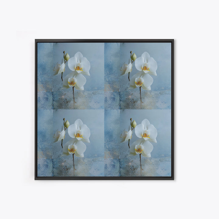 White Orchid on Warm Stone Background Framed Canvas Print, Bathroom Art, Unique Wall Art, Bathroom Decor, Fine Art, Spa, BAT-1x1-52