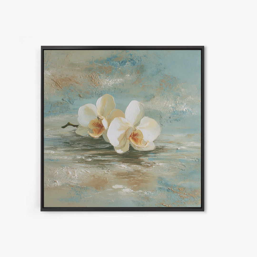 White Orchid on Warm Stone Background Canvas Print, Bathroom Art, Bathroom Art Decor, Bathroom Decor, Fine Art, Spa, Boho Decor, BAT-1x1-76