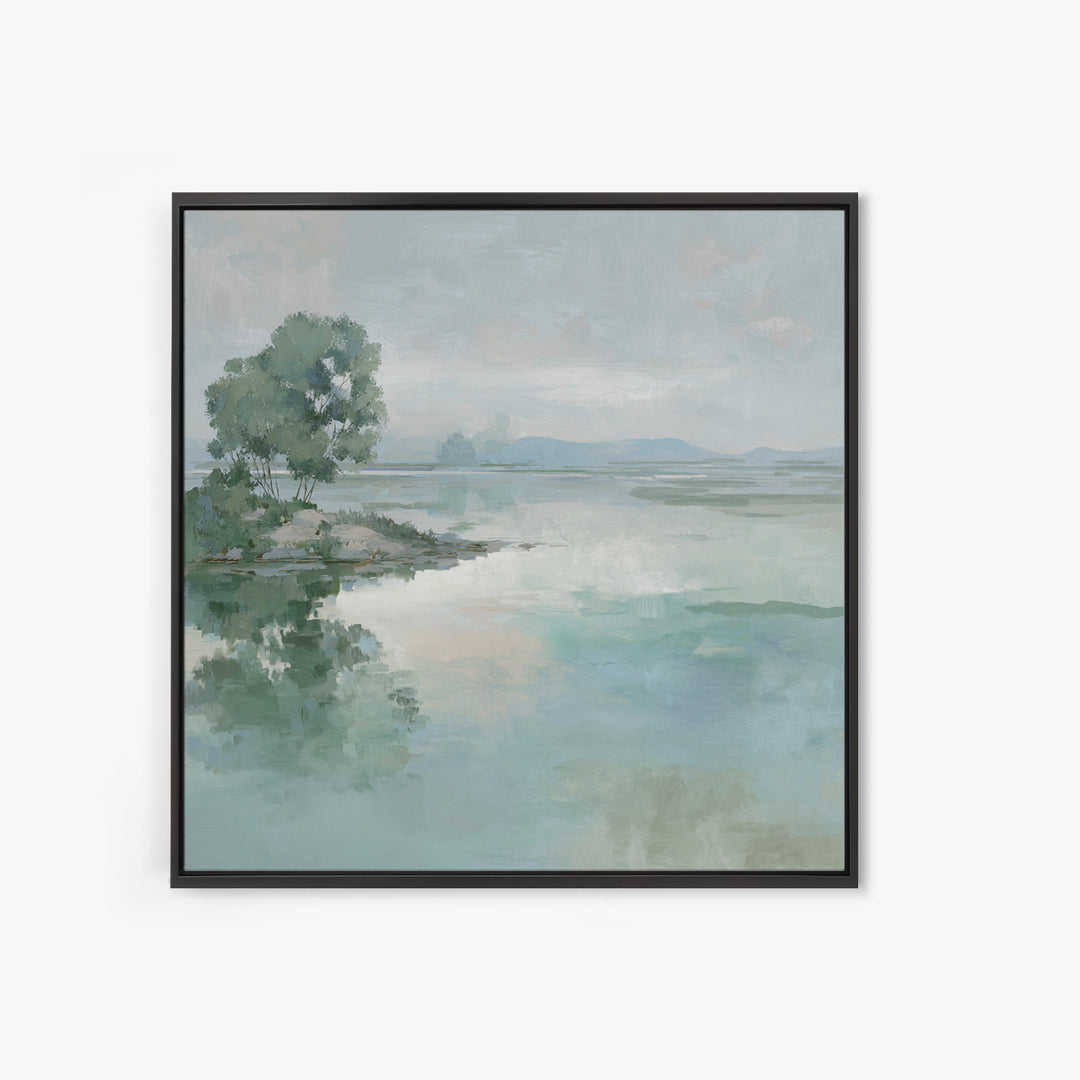 Misty Lake Scene Canvas Print, Bathroom Art, Fine Art Print, Bathroom Decor, Oil Painting, Spa, Poster, Digital Art, Printable, BAT-1x1-81