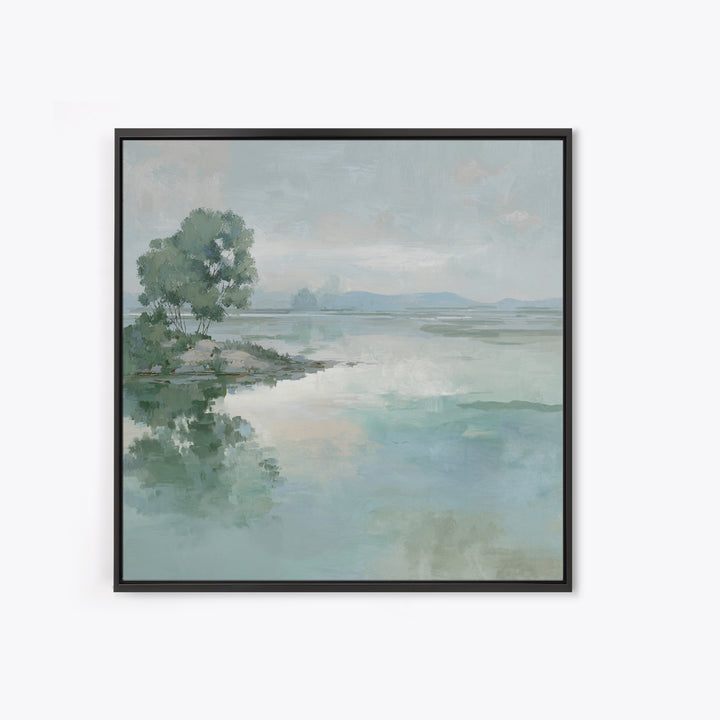 Misty Lake Scene Canvas Print, Bathroom Art, Fine Art Print, Bathroom Decor, Oil Painting, Spa, Poster, Digital Art, Printable, BAT-1x1-81