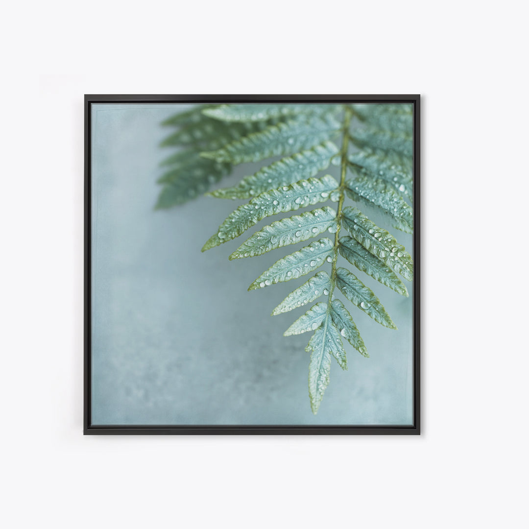 Green Fern Frond Closeup Canvas Print, Bathroom Art, Halloween Art, Bathroom Decor, Oil Painting, Spa, Textured Painting, BAT-1x1-82