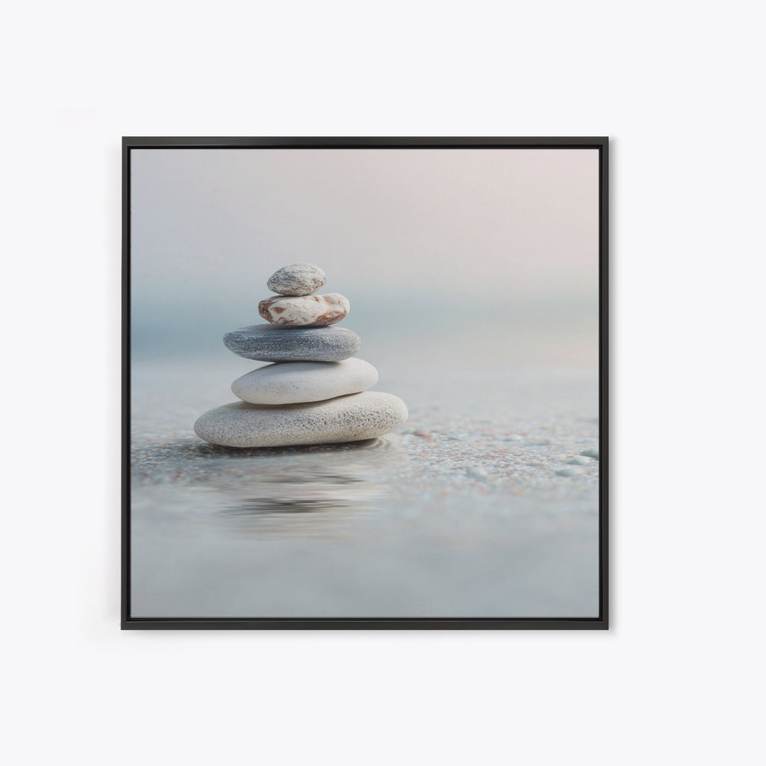 Monochrome Pebble Stack Canvas Print, Bathroom Art, Bathroom Print, Bathroom Decor, Fine Art, Spa, Minimalist Decor, BAT-1x1-85