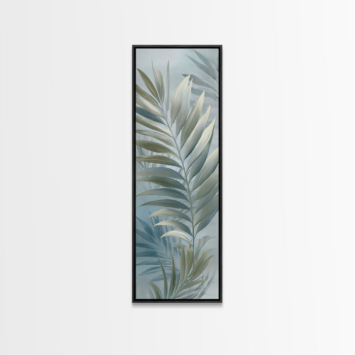 Simple Palm Frond on Off White Linen Canvas Print, Bathroom Art, Bathroom Wall Art, Bathroom Decor, Spa, Retro Wall Art, BAT-1x3-11