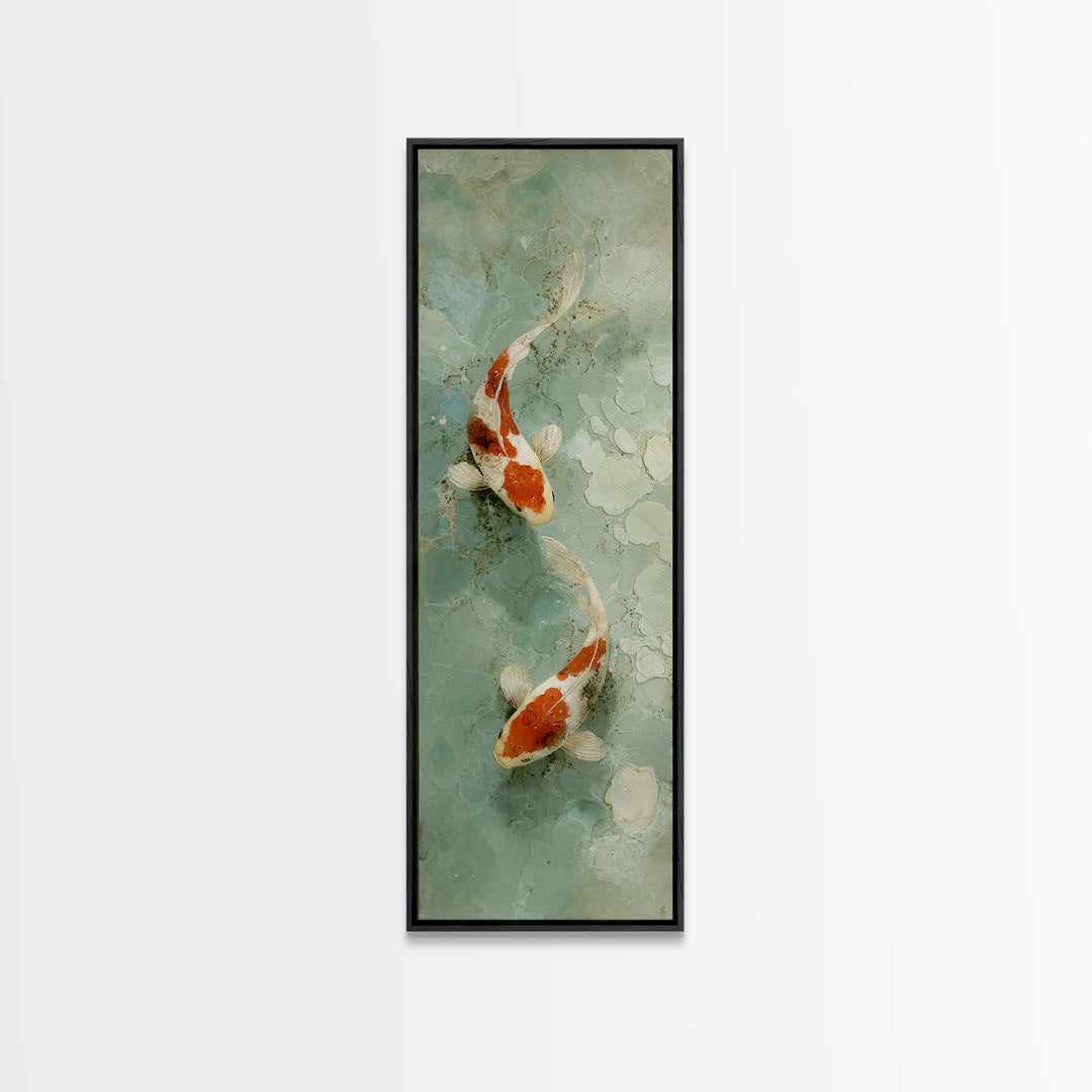 Minimal Koi Fish Swimming Through Clear Water Framed Canvas Print, Bathroom Art, Bathroom Print, Bathroom Decor, Fine Art, Spa, BAT-1x3-20