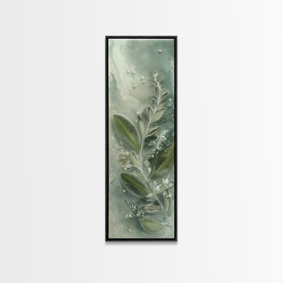 Botanical Bath Herb Arrangement Framed Canvas Print, Bathroom Art, Bathroom Wallpaper, Bathroom Decor, Fine Art, Spa, BAT-1x3-29