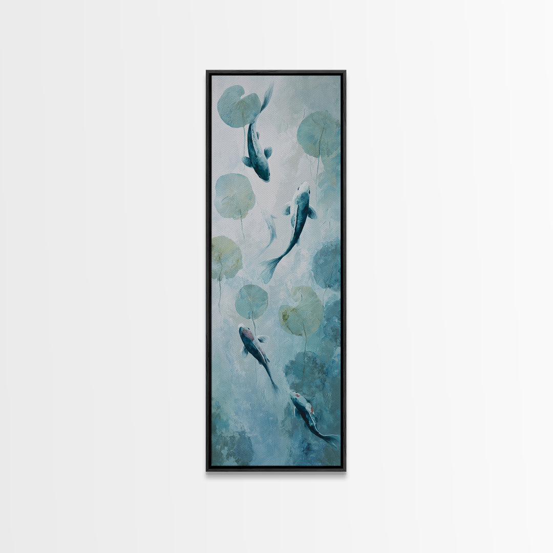 Minimal Koi Fish Swimming Through Clear Water Canvas Print, Bathroom Art, Statement Artwork, Bathroom Decor, Fine Art, Spa, BAT-1x3-44