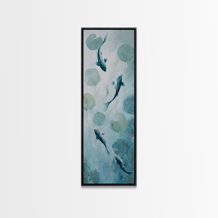 Minimal Koi Fish Swimming Through Clear Water Canvas Print, Bathroom Art, Statement Artwork, Bathroom Decor, Fine Art, Spa, BAT-1x3-44