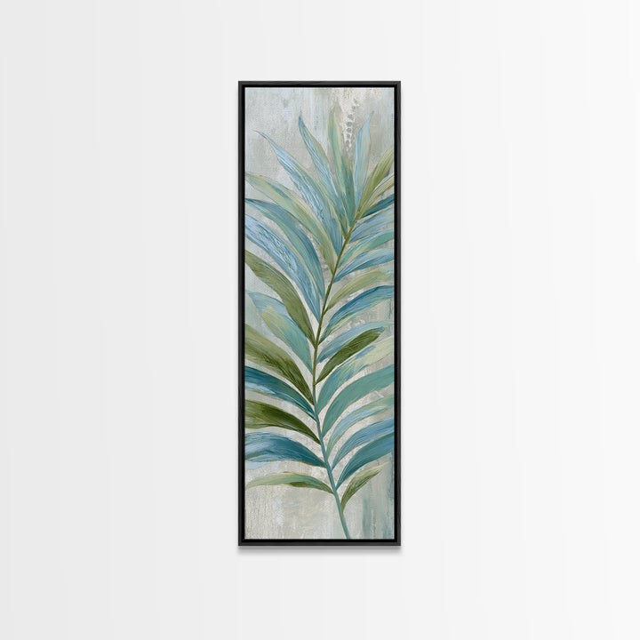 Simple Palm Frond on Off White Linen Canvas Print, Bathroom Art, Home Decor, Bathroom Decor, Fine Art, Spa, Canvas Wall Art, BAT-1x3-59