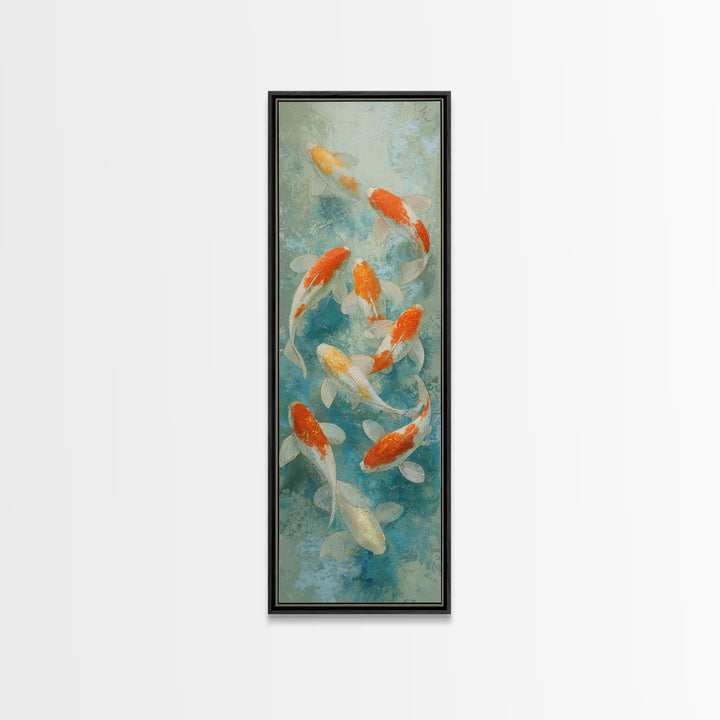 Minimal Koi Fish Swimming Through Clear Water Canvas Print, Bathroom Art, Poster, Bathroom Decor, Fine Art, Spa, Digital Print, BAT-1x3-68