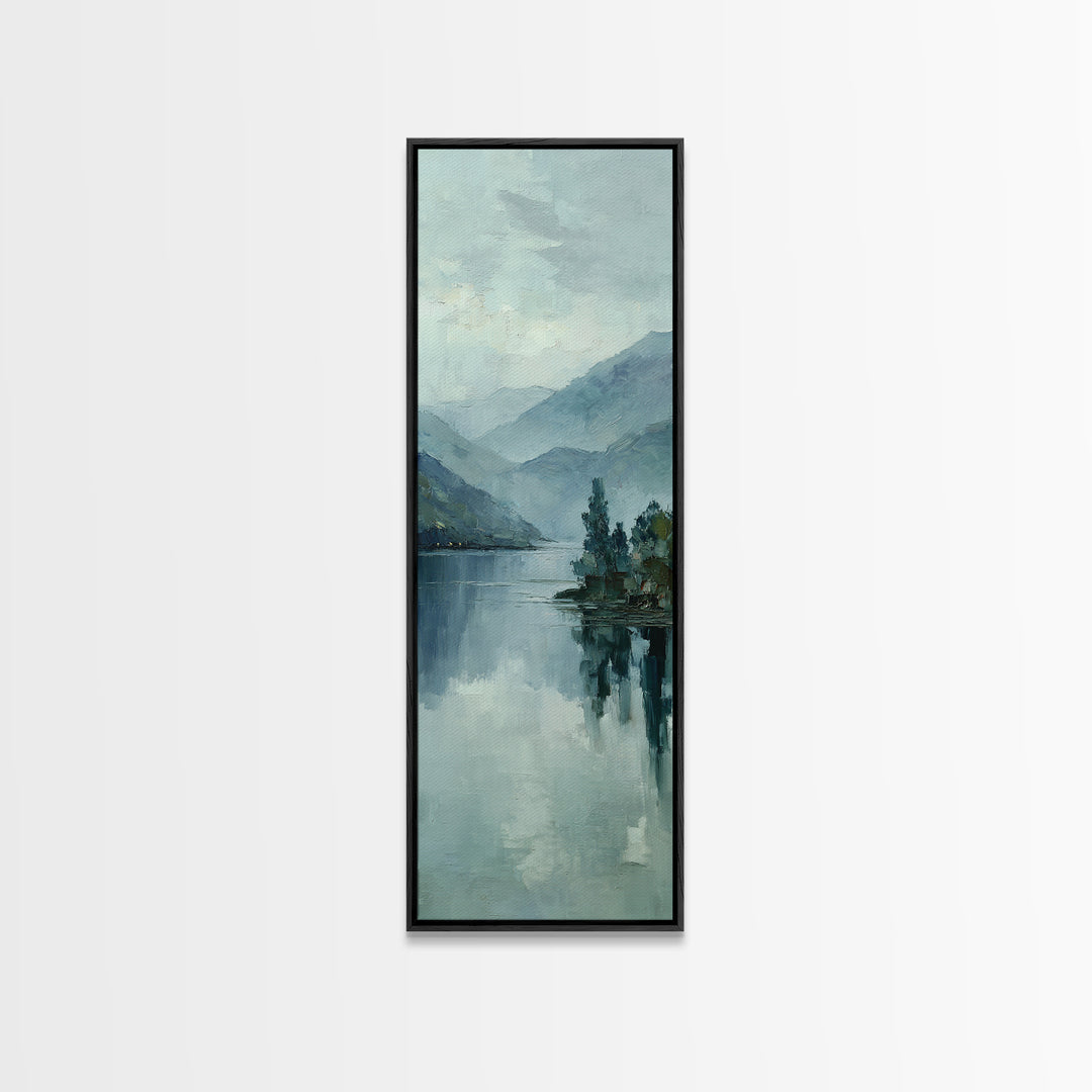Misty Lake Scene Framed Canvas Print, Bathroom Art, Bathroom Print, Bathroom Decor, Fine Art, Spa, Minimalist Decor, BAT-1x3-69