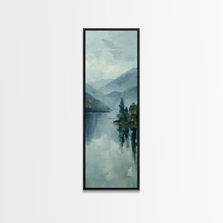 Misty Lake Scene Framed Canvas Print, Bathroom Art, Bathroom Print, Bathroom Decor, Fine Art, Spa, Minimalist Decor, BAT-1x3-69