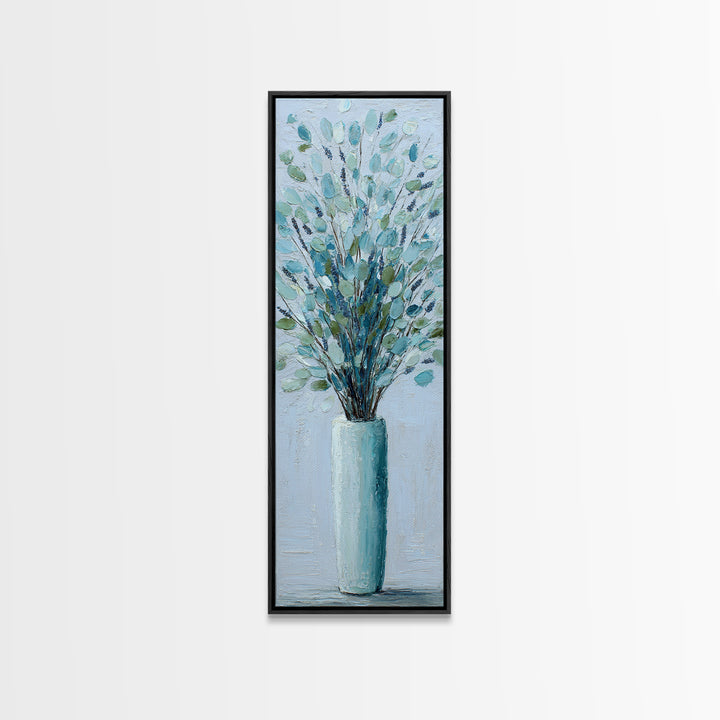 Lavender Sprigs in a Ceramic Vase Canvas Print, Bathroom Art, Digital Art, Bathroom Decor, Fine Art, Spa, Dopamine Decor, BAT-1x3-72