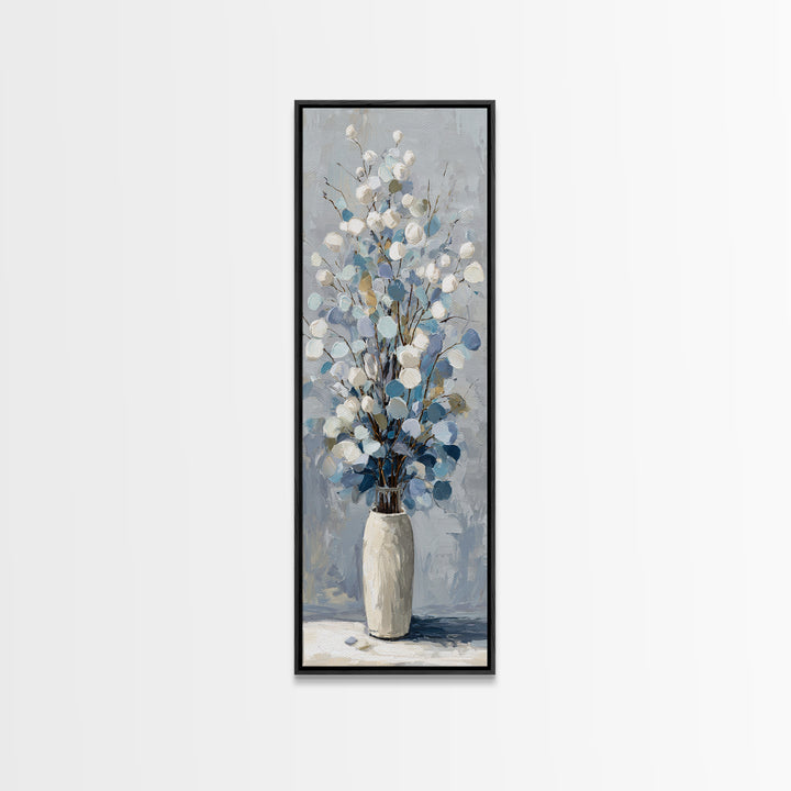 Lavender Sprigs in a Ceramic Vase Framed Canvas Print, Bathroom Art, Bathroom Wall Art, Bathroom Decor, Abstract Art, Spa, BAT-1x3-96