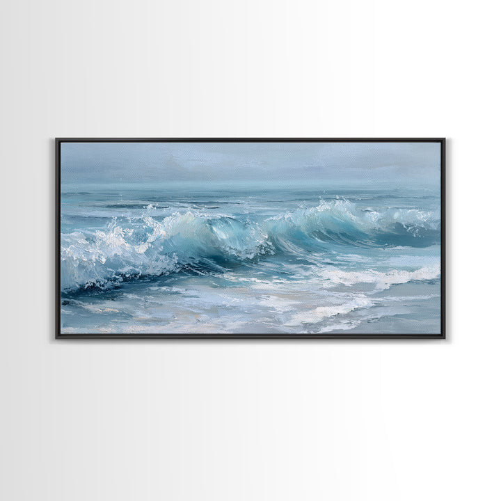 Calming Blue Ocean Wave Study Canvas Print, Bathroom Art, Luxury Decor, Bathroom Decor, Fine Art, Spa, Digital Wall Art, BAT-2x1-21