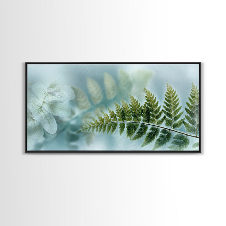 Green Fern Frond Closeup Framed Canvas Print, Bathroom Art, Modern Decor, Bathroom Decor, Fine Art, Spa, Home Decor, Poster, BAT-2x1-30