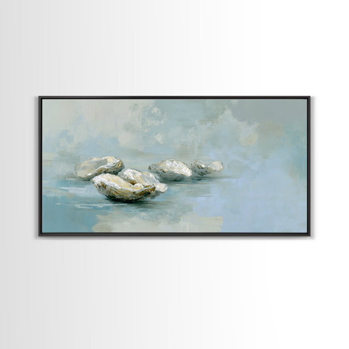 Oyster Shell Study Framed Canvas Print, Bathroom Art, Gallery Decor, Bathroom Decor, Fine Art, Spa, Minimalist Decor, BAT-2x1-42