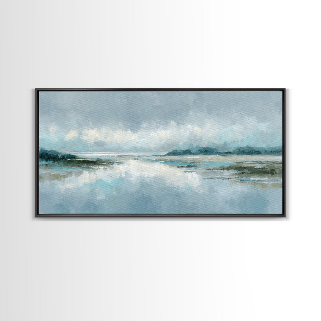 Misty Lake Scene Canvas Print, Bathroom Art, Home Decor, Bathroom Decor, Fine Art, Spa, Canvas Wall Art, Digital Print, BAT-2x1-53