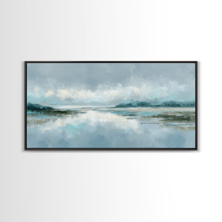 Misty Lake Scene Canvas Print, Bathroom Art, Home Decor, Bathroom Decor, Fine Art, Spa, Canvas Wall Art, Digital Print, BAT-2x1-53