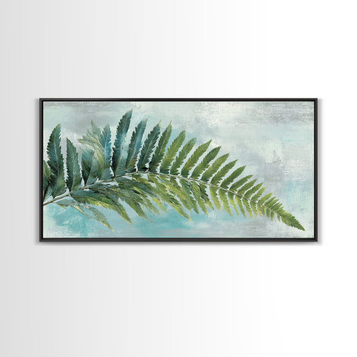 Green Fern Frond Closeup Framed Canvas Print, Bathroom Art, Modern Decor, Bathroom Decor, Fine Art, Spa, Home Decor, Poster, BAT-2x1-6