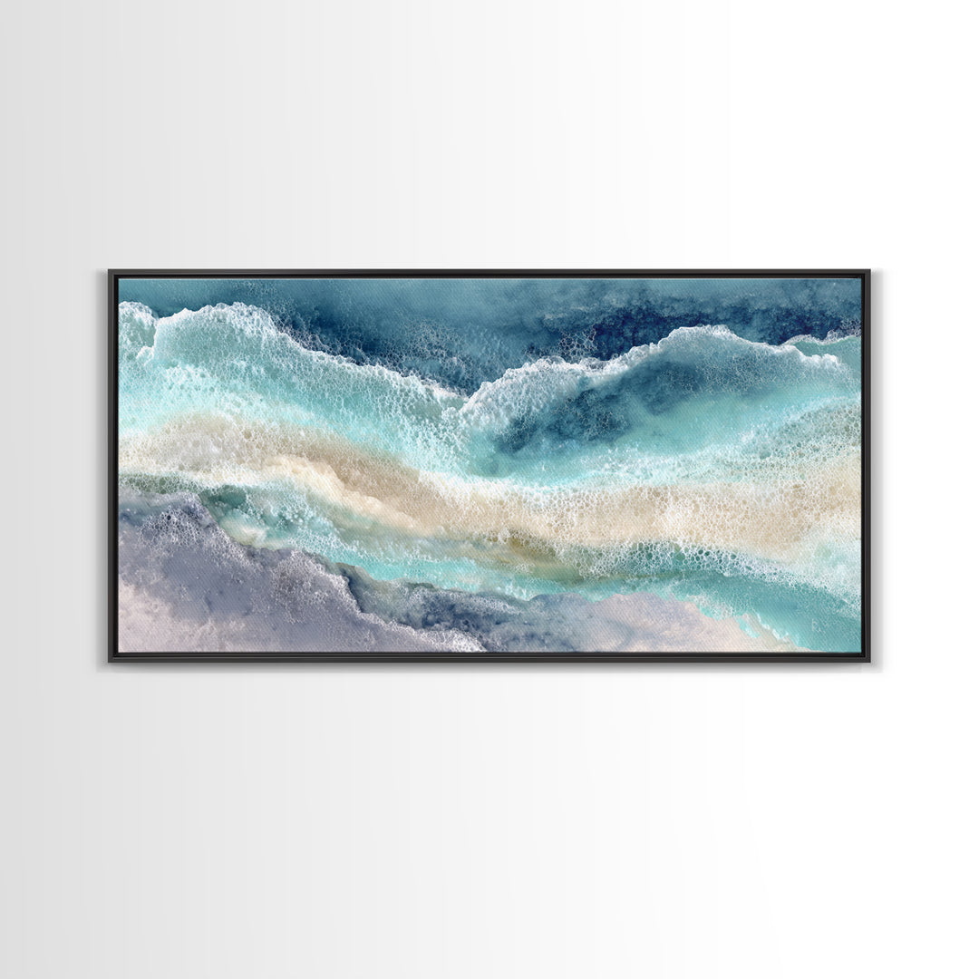 Calming Blue Ocean Wave Study Canvas Print, Bathroom Art, Printable Wall Art, Bathroom Decor, Spa, Bathroom Wall Decor, BAT-2x1-69