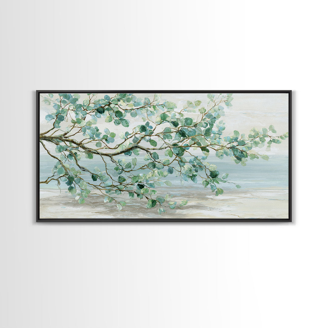 Spa Eucalyptus Branch Canvas Print, Bathroom Art, Minimalist Decor, Bathroom Decor, Oil Painting, Spa, Wall Hanging, BAT-2x1-70