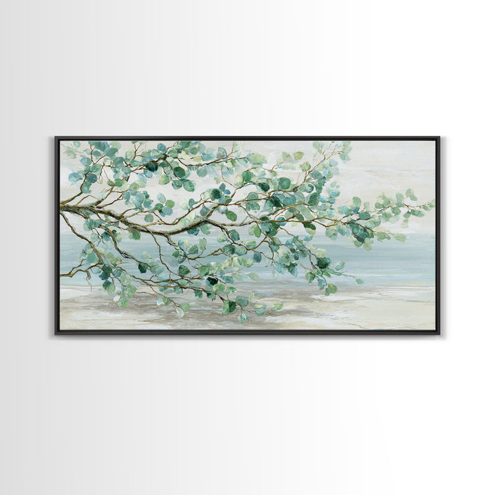 Spa Eucalyptus Branch Canvas Print, Bathroom Art, Minimalist Decor, Bathroom Decor, Oil Painting, Spa, Wall Hanging, BAT-2x1-70