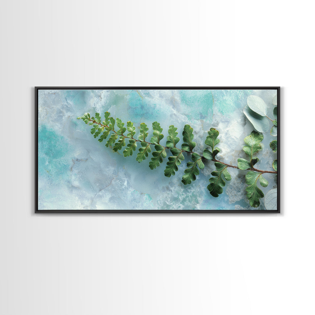 Green Fern Frond Closeup Canvas Print, Bathroom Art, Art Print, Bathroom Decor, Spa, Custom Pet Portrait, Bathroom Wall Art, BAT-2x1-78