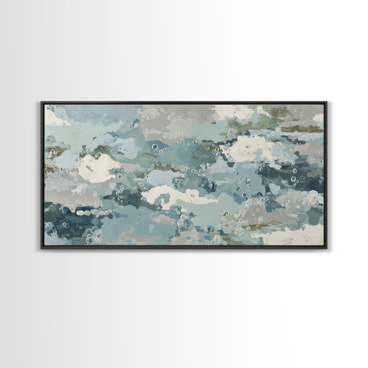 Soft Cloud and Rain Composition Framed Canvas Print, Bathroom Art, Unique Wall Art, Bathroom Decor, Spa, Gallery Decor, BAT-2x1-87