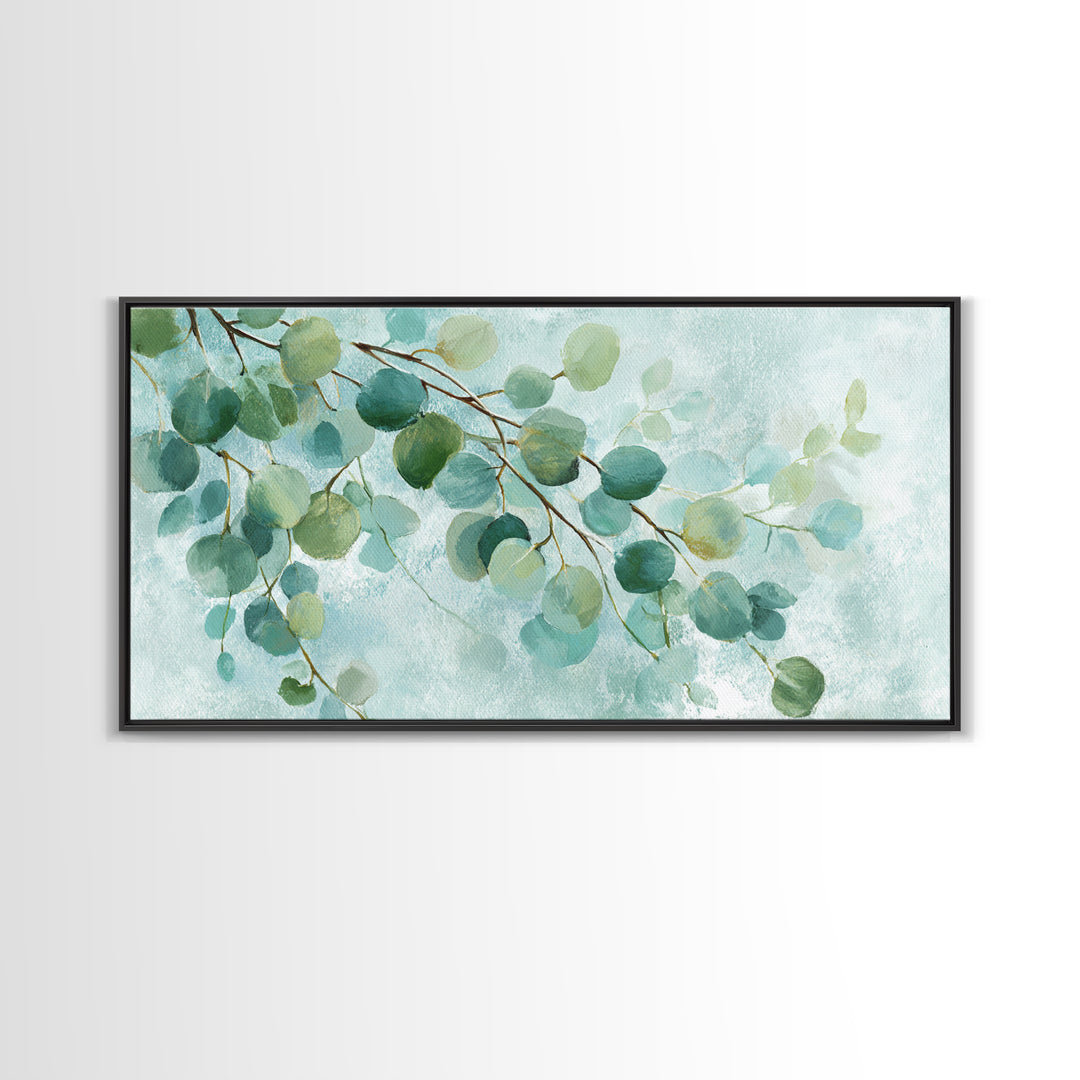 Spa Eucalyptus Branch Canvas Print, Bathroom Art, Minimalist Decor, Bathroom Decor, Oil Painting, Spa, Wall Hanging, BAT-2x1-94