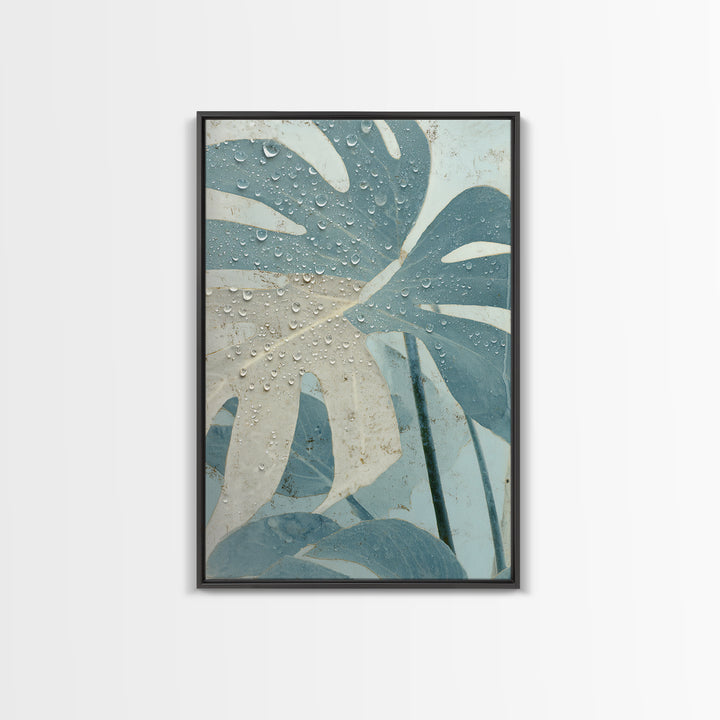 Tropical Leaf Silhouette Framed Canvas Print, Bathroom Art, Statement Artwork, Bathroom Decor, Fine Art, Spa, Digital Art, BAT-2x3-22