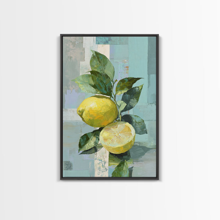 Lemon and Botanical Still Life Framed Canvas Print, Bathroom Art, Art Print, Bathroom Decor, Fine Art, Spa, Custom Pet Portrait, BAT-2x3-38