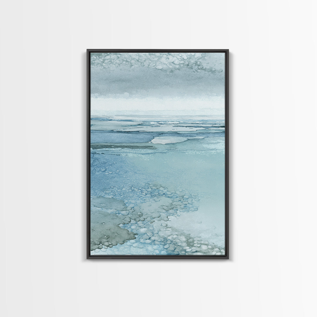 Misty Lake Scene Framed Canvas Print, Bathroom Art, Textured Painting, Bathroom Decor, Fine Art, Spa, Bathroom Wall Art, BAT-2x3-41
