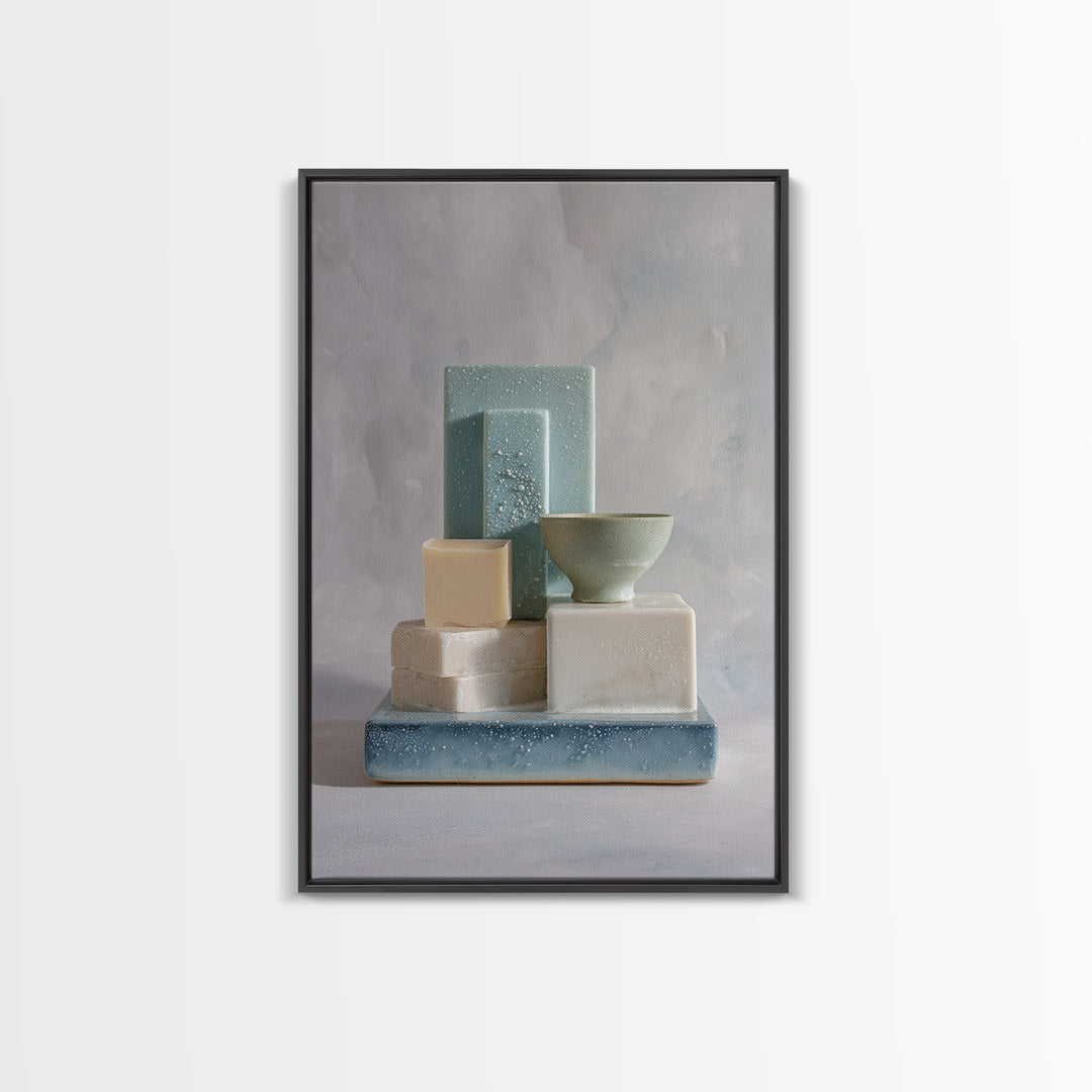 Clean Geometric Forms Canvas Print, Bathroom Art, Luxury Decor, Bathroom Decor, Abstract Art, Spa, Digital Wall Art, BAT-2x3-5