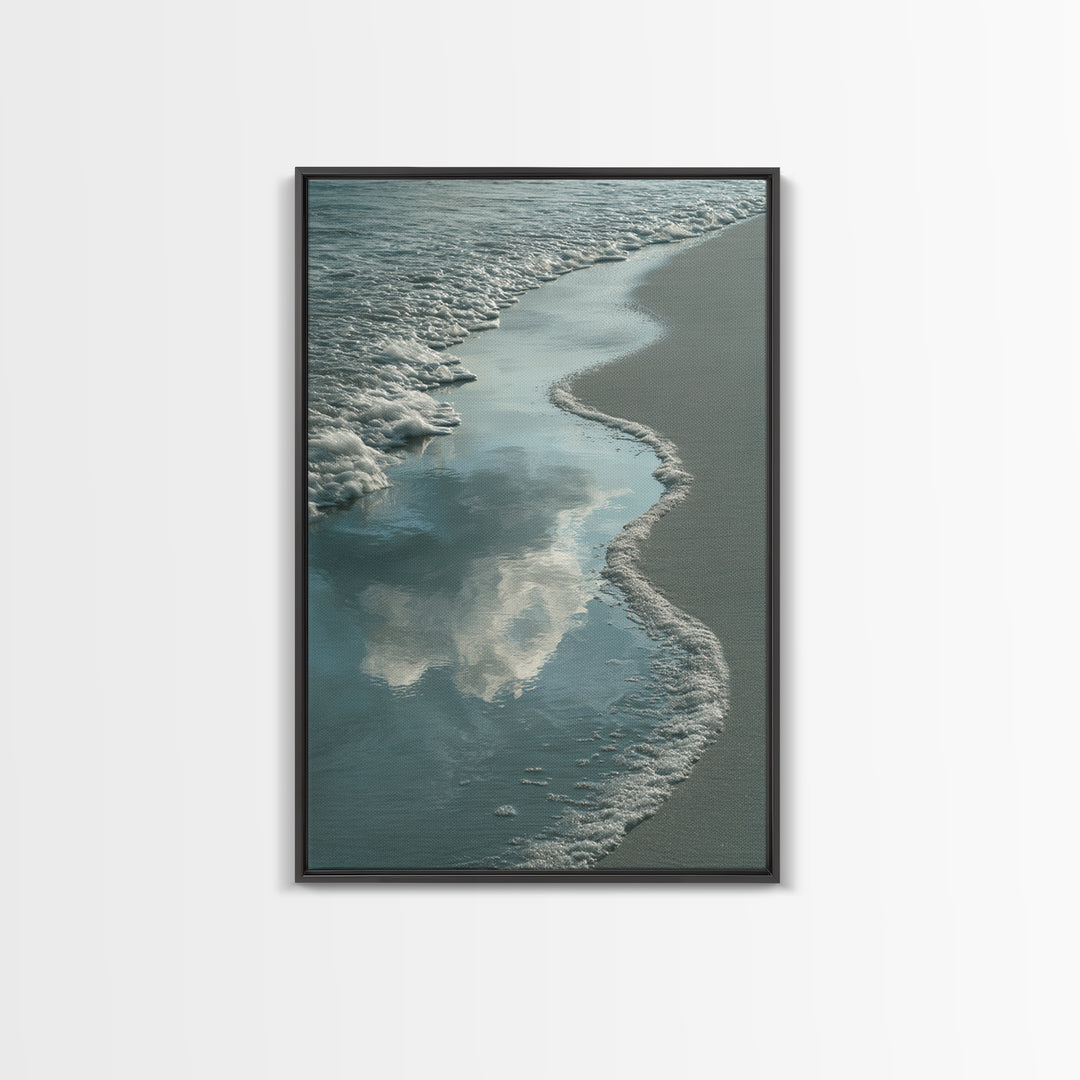 Soft Cloud and Rain Composition Framed Canvas Print, Bathroom Art, Trendy Wall Art, Bathroom Decor, Oil Painting, Spa, BAT-2x3-51