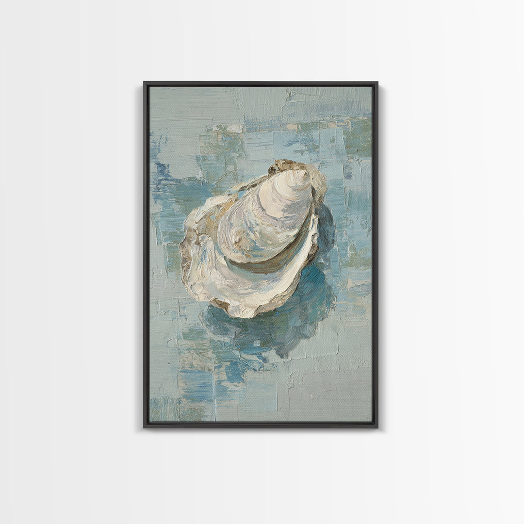Oyster Shell Study Framed Canvas Print, Bathroom Art, Wall Decor, Bathroom Decor, Fine Art, Spa, Contemporary Art, Wall Art, BAT-2x3-6